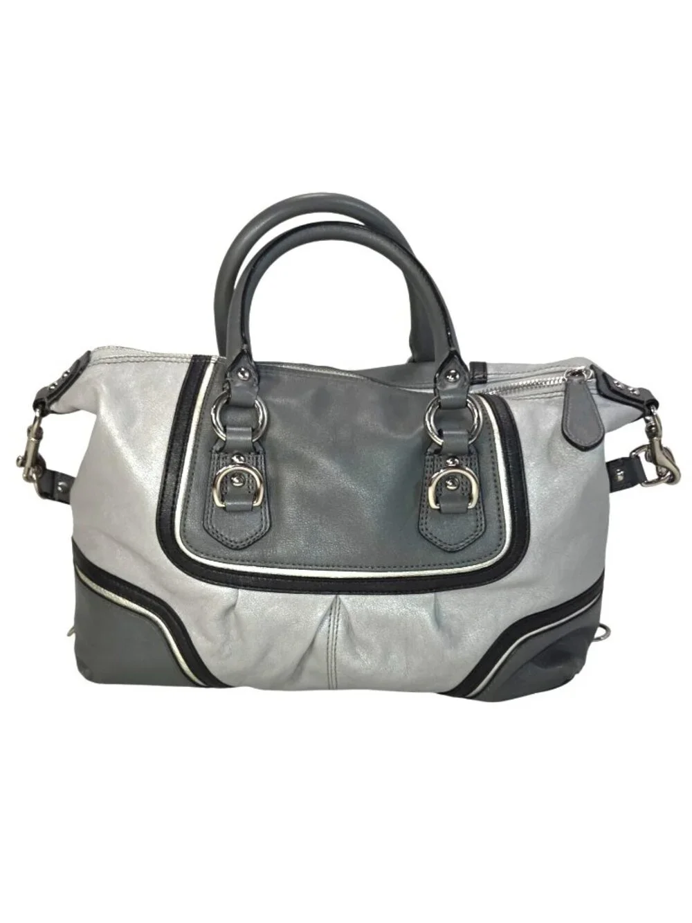 Coach 2012 Ashley Spectator 2-Way Gray Leather Satchel Bag Purse F17455